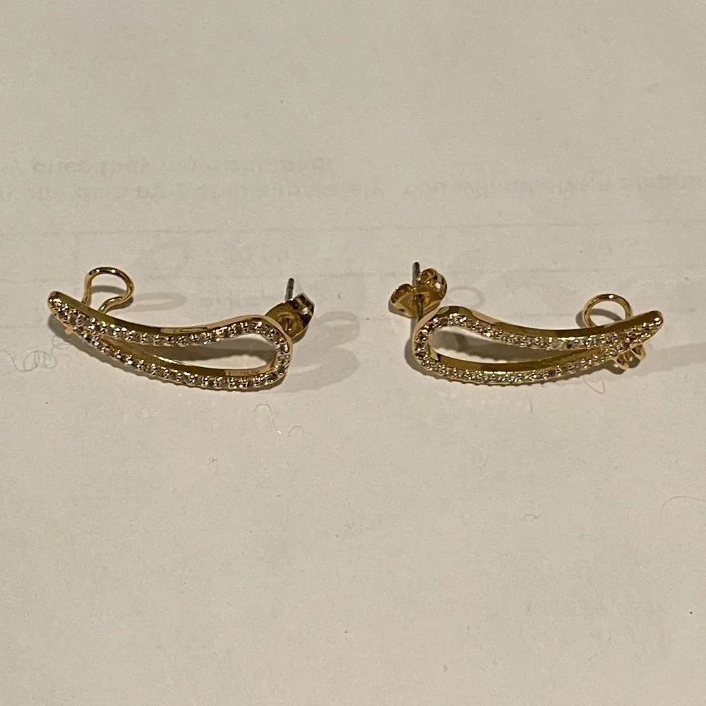Beautiful gold zirconia crawler climber earrings